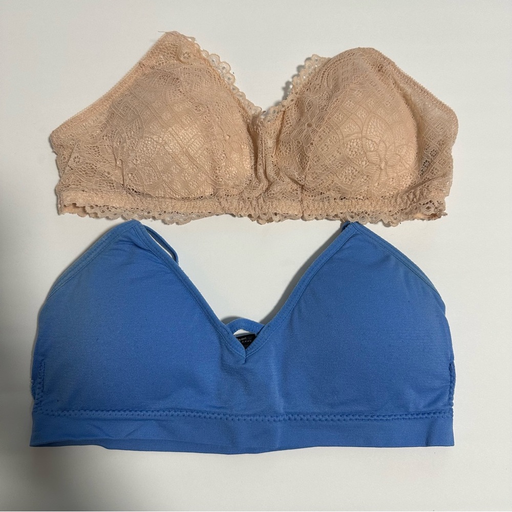 TWO Free Press bralettes. Both size small. Nude and blue color.